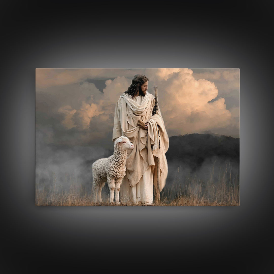 Still Fields Grace – Framed Canvas Print – Christian Art Work – Jesus Canvas Art – Minimalist Christian Art – Unique Christian Art