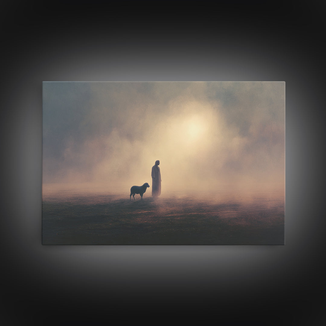 Quiet Path Devotion – Framed Canvas Print – Jesus Wall Art – Modern Christian Art – Christian Art Gift – Pastoral Scenery