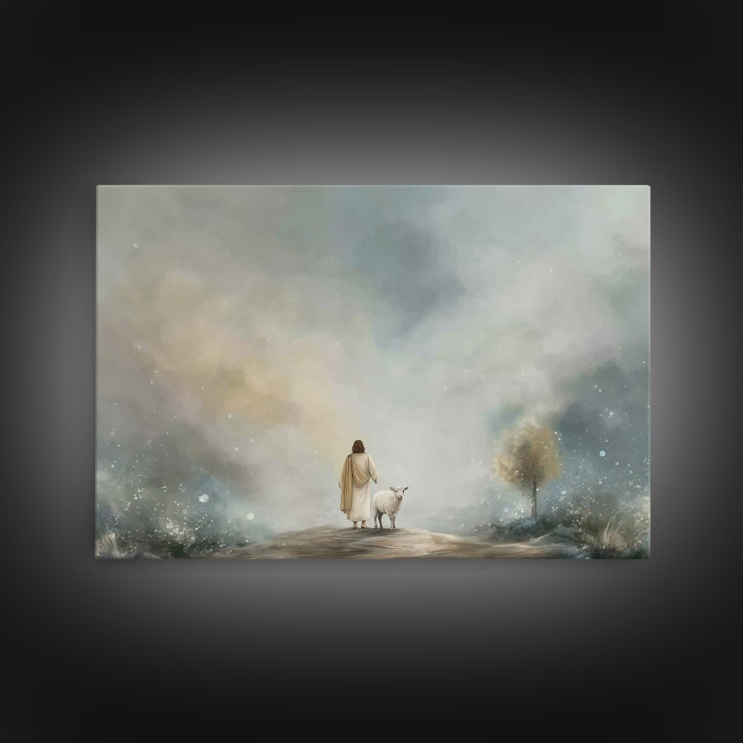 Shepherds Of Light – Framed Canvas Print – Christian Wall Art – Jesus Painting – Christian Art Canvas – Christian Decor – Christmas Art
