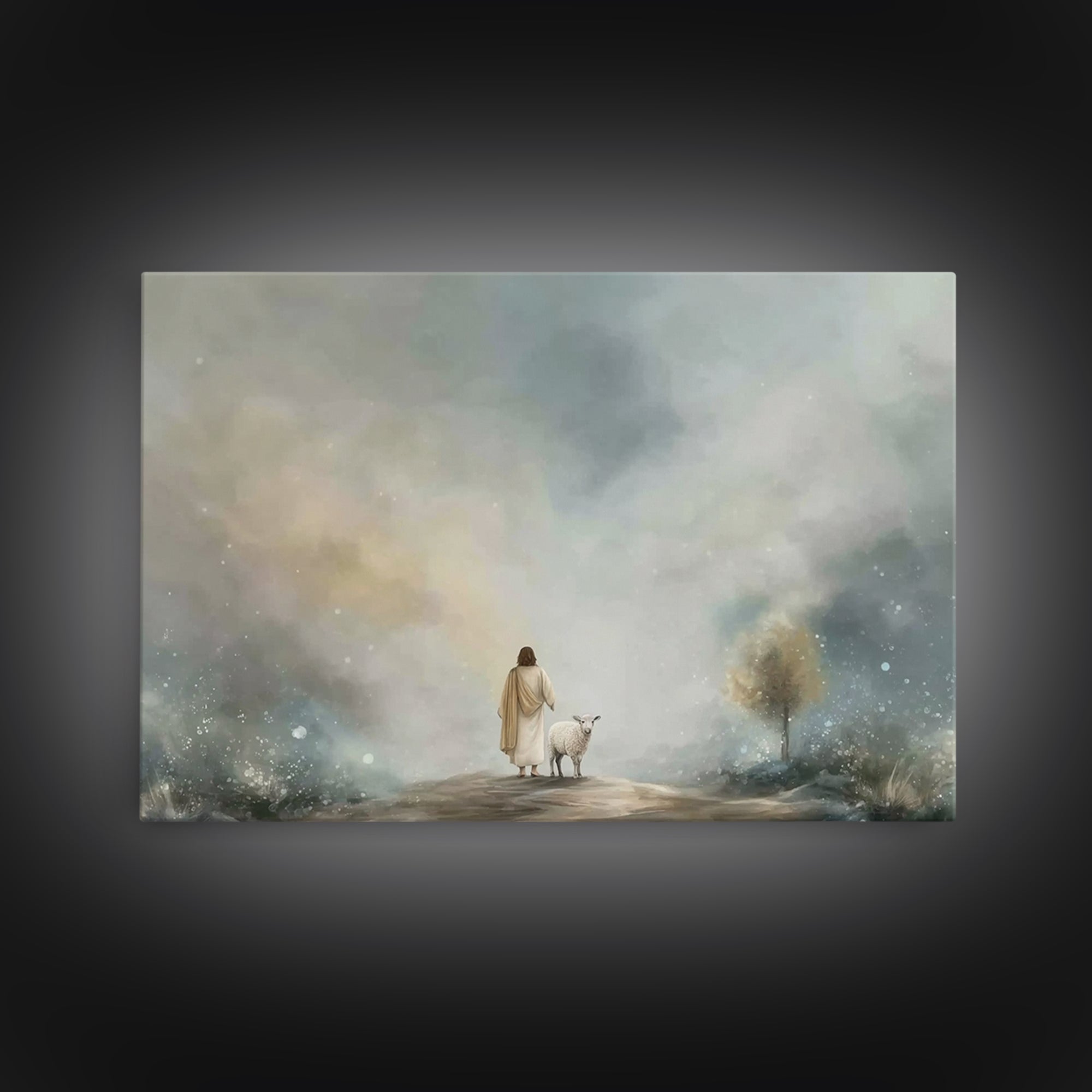 Shepherds Of Light – Framed Canvas Print – Christian Wall Art – Jesus Painting – Christian Art Canvas – Christian Decor – Christmas Art