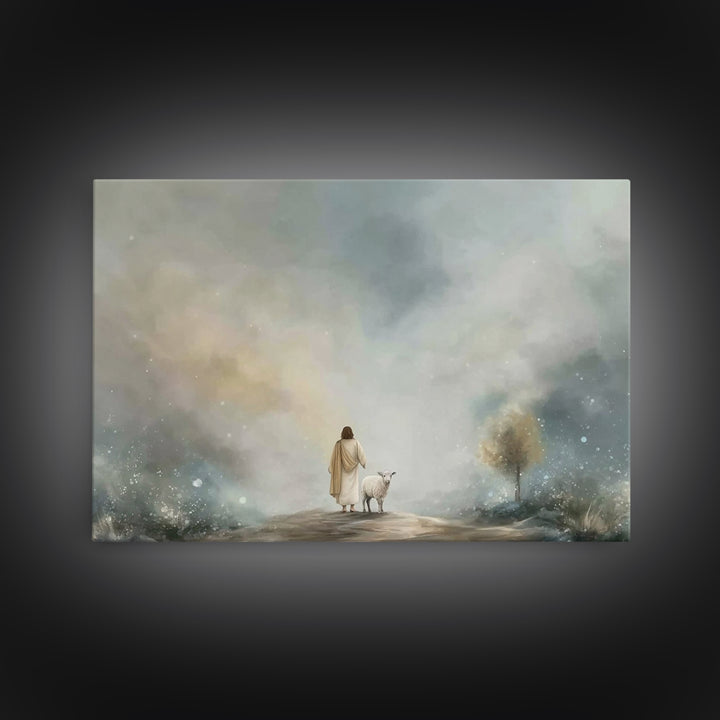Shepherds Of Light – Framed Canvas Print – Christian Wall Art – Jesus Painting – Christian Art Canvas – Christian Decor – Christmas Art