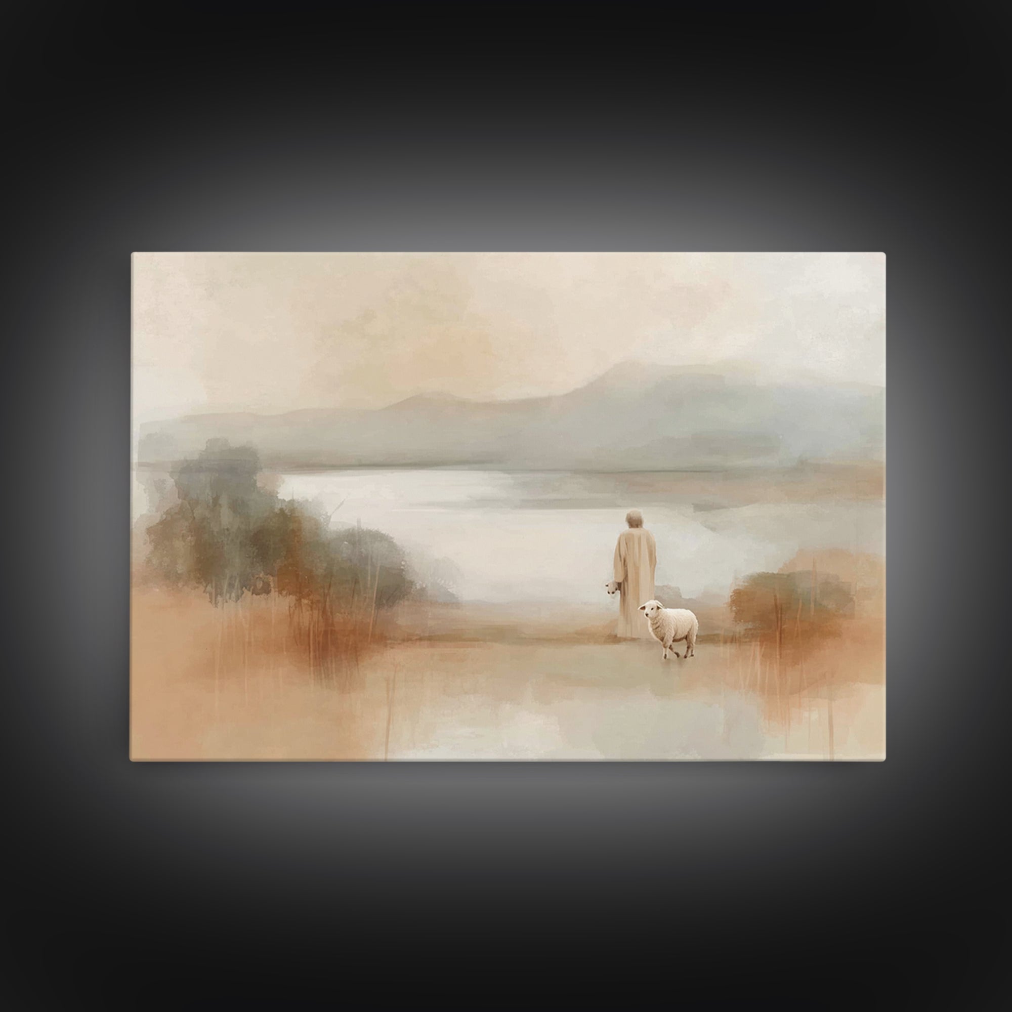 Quiet Pasture Grace, Framed Canvas Print, Christian Art Print, Jesus Painting Canvas, Subtle Christian Art, Christian Gift Ideas, Christmas