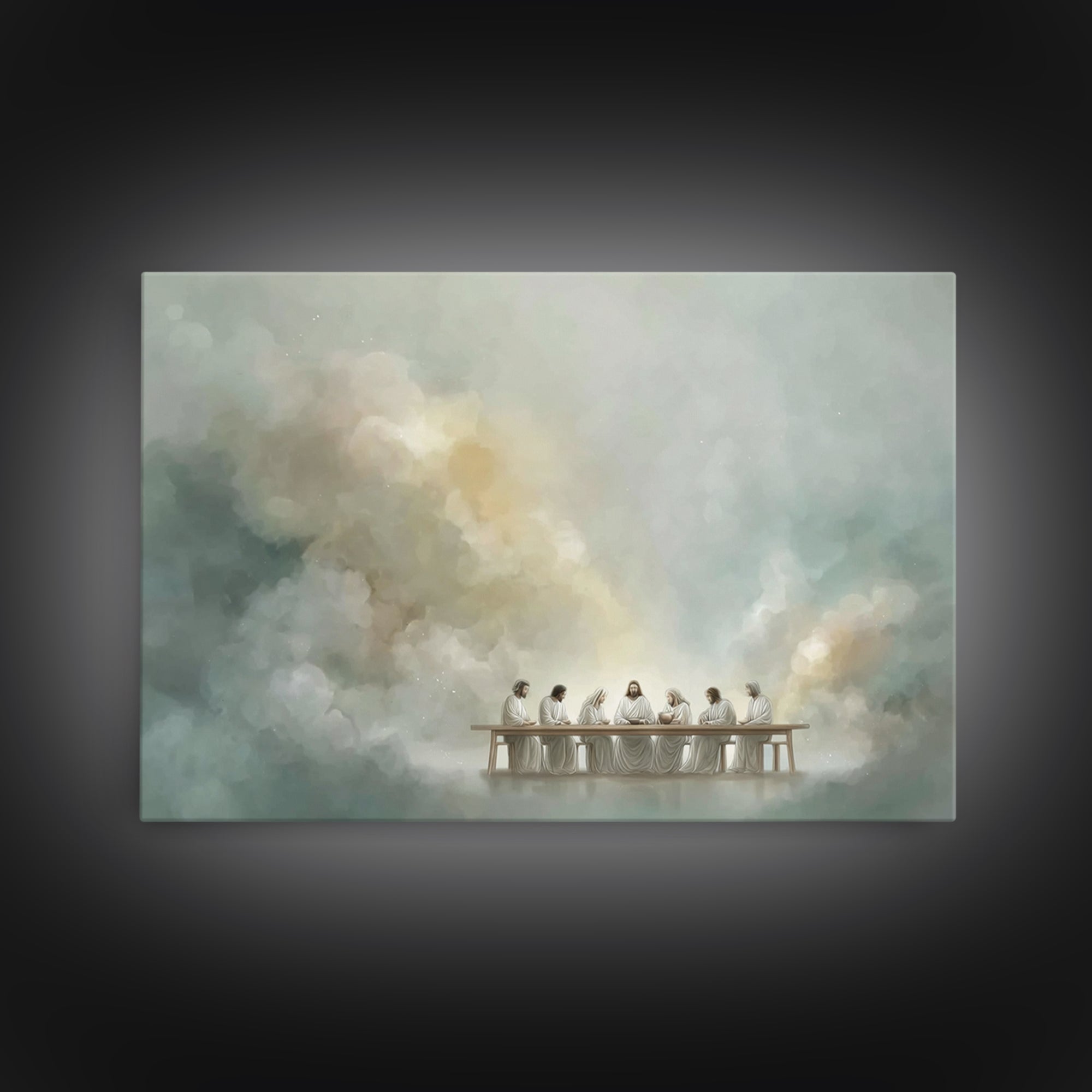 Clouds Of Communion, Framed Canvas Print, Christian Art Work, Jesus Painting, Large Christian Painting, Christian Christmas Decor, Christia