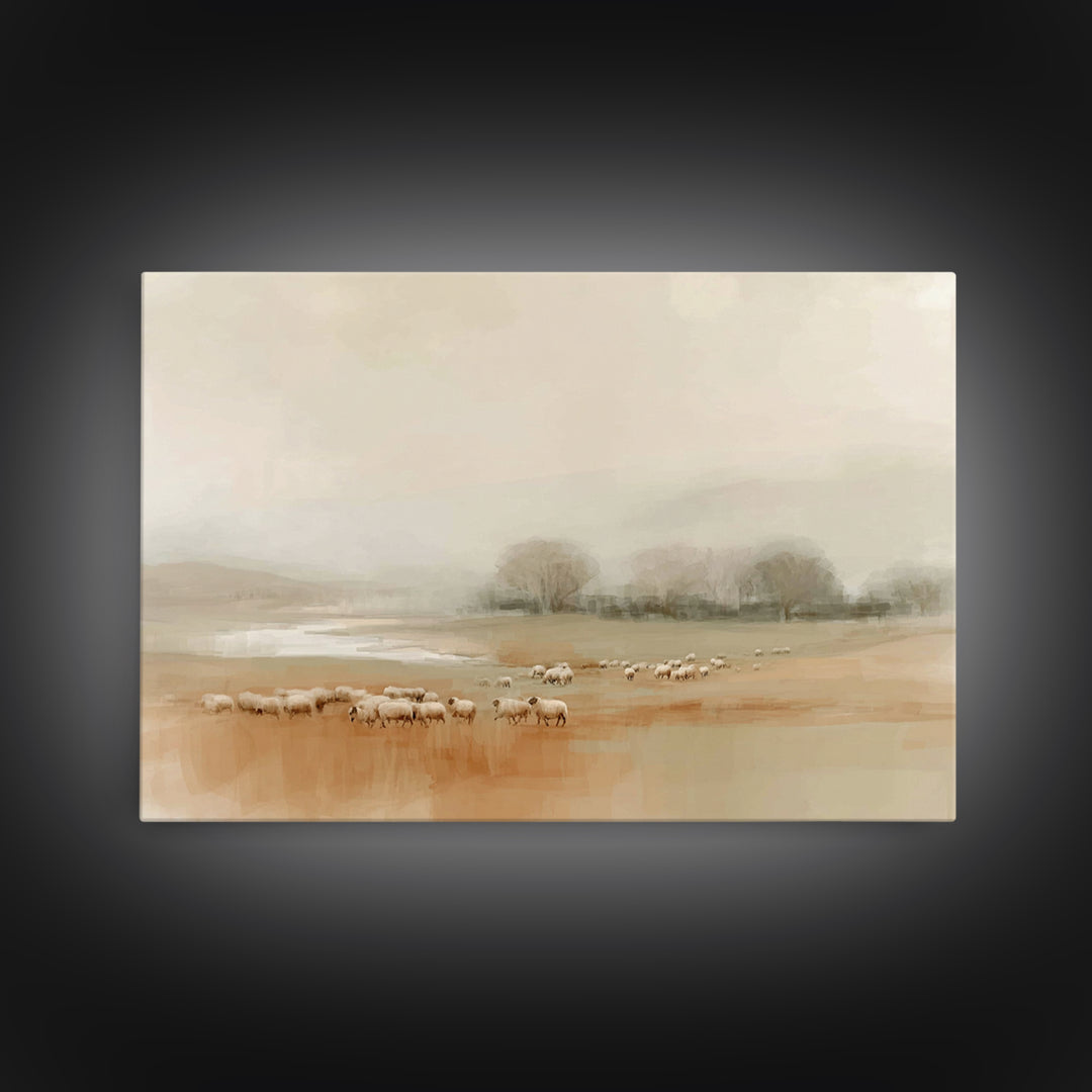Shepherds In Stillness | Framed Canvas Print | Christian Art Print | Christian Wall Art | Subtle Christian Paintings | Christian Decor | Mo