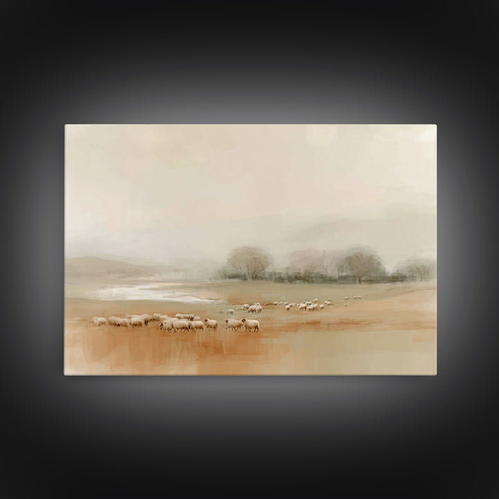 Shepherds In Stillness | Framed Canvas Print | Christian Art Print | Christian Wall Art | Subtle Christian Paintings | Christian Decor | Mo