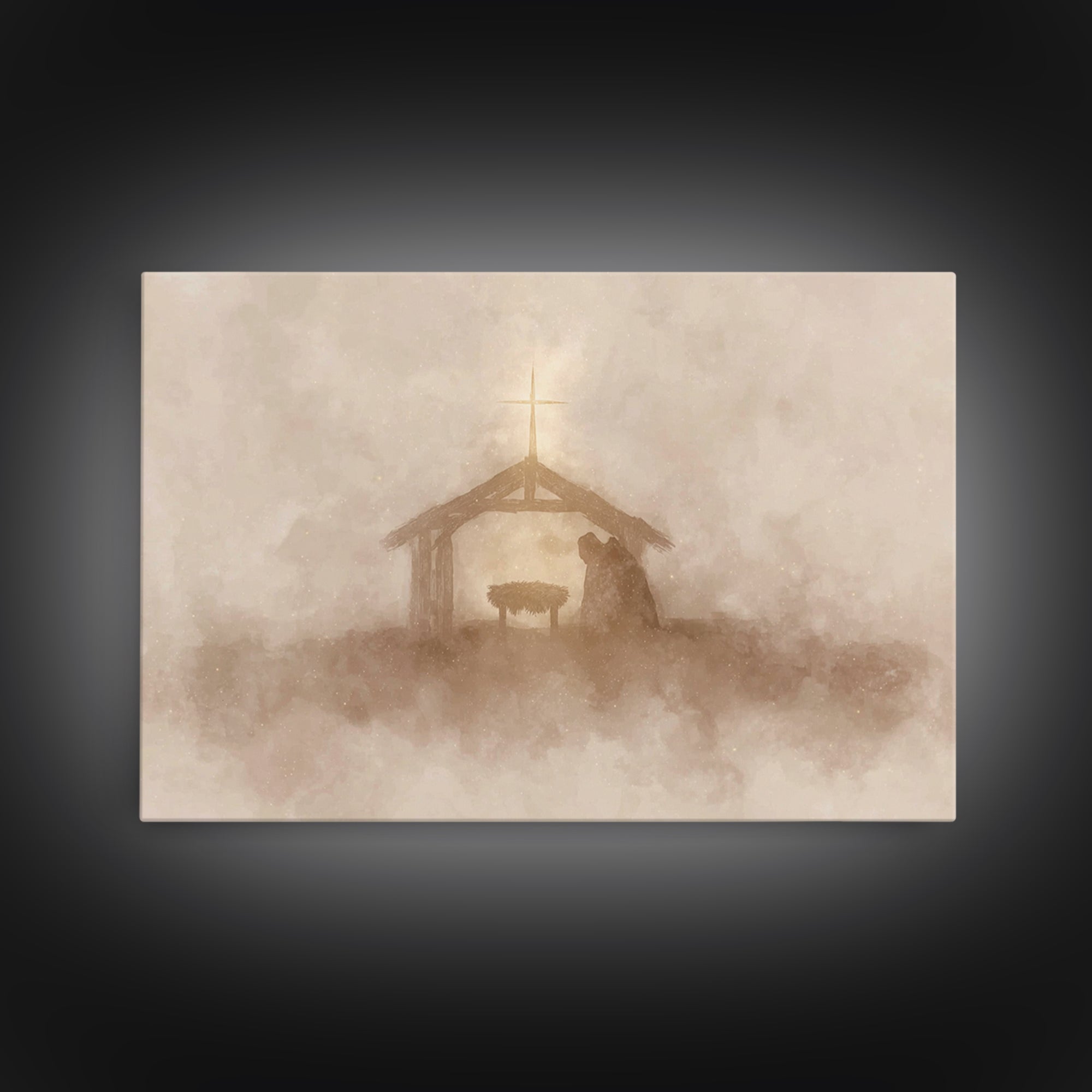 Silent Nativity – Framed Canvas Print – Christian Art Canvas – Christian Wall Art – Christmas Art – Jesus Christmas Art – Christian Gift Id