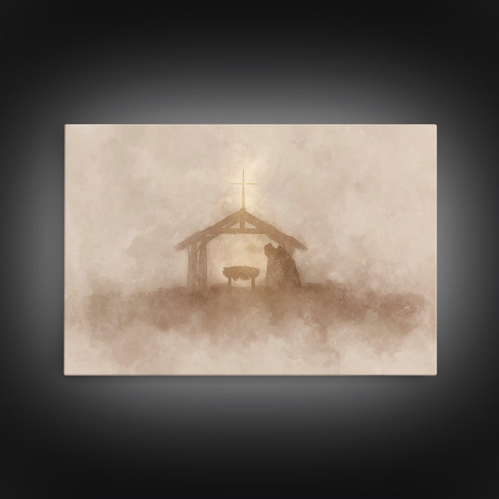 Silent Nativity – Framed Canvas Print – Christian Art Canvas – Christian Wall Art – Christmas Art – Jesus Christmas Art – Christian Gift Id