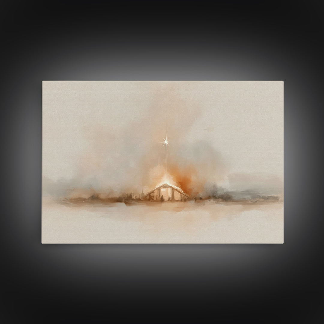 Heavenly Night – Framed Canvas Print – Christian Wall Art – Christmas Art – Christian Art Canvas – Jesus Christmas Art – Christian Gift