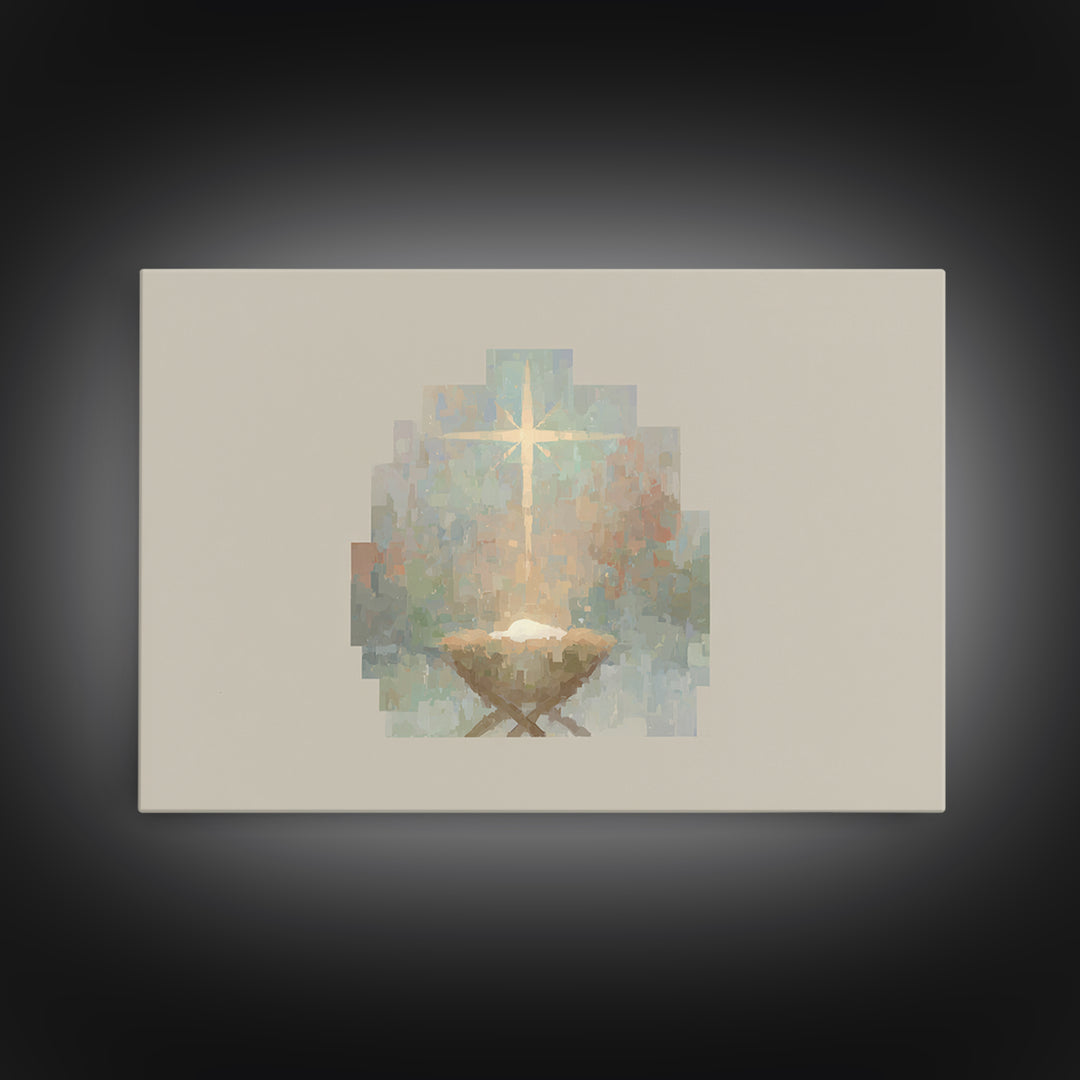 Sacred Dawn | Framed Canvas Print | Christian Art Canvas | Christmas Wall Art | Jesus Painting | Christian Christmas Art | Christian Home D