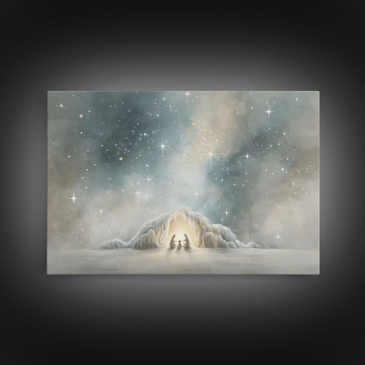 Blessed Nativity – Framed Canvas Print – Christian Christmas Art – Christian Wall Art – Jesus Painting – Christmas Art Work – Christian Dec