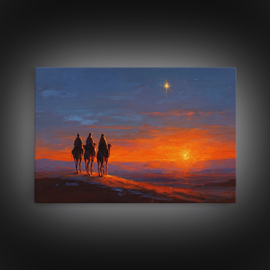 Bethlehem Journey – Framed Canvas Print – Christian Art Canvas – Christian Art – Christian Christmas Art – Christmas Wall Art – Subtle Chri