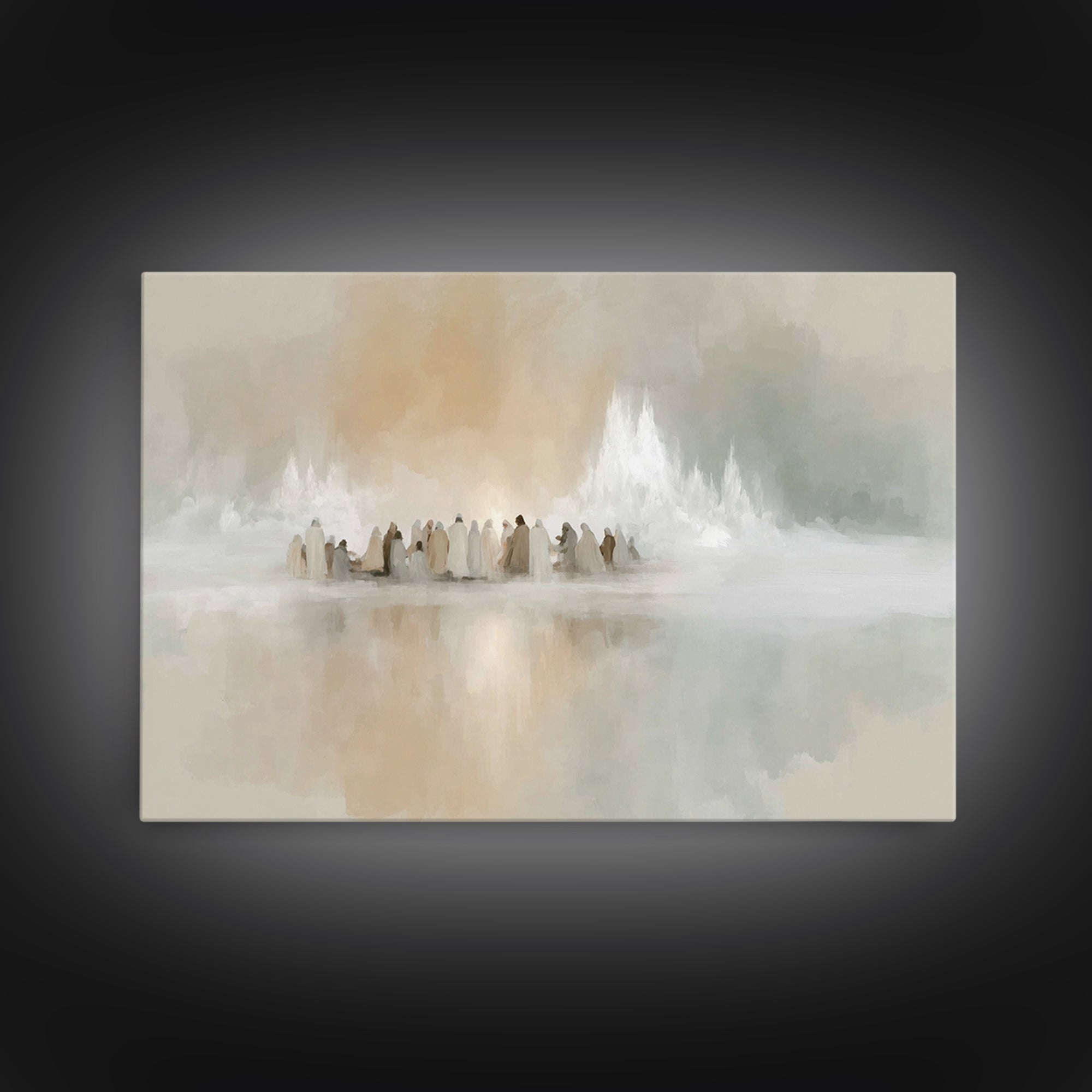 Gathered In Light | Framed Canvas Print | Christian Art Canvas | Christmas Art | Christian Wall Art | Jesus Christmas Art | Christian Decor