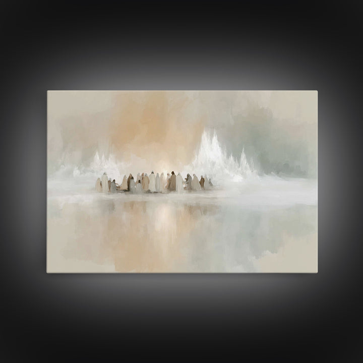 Gathered In Light | Framed Canvas Print | Christian Art Canvas | Christmas Art | Christian Wall Art | Jesus Christmas Art | Christian Decor