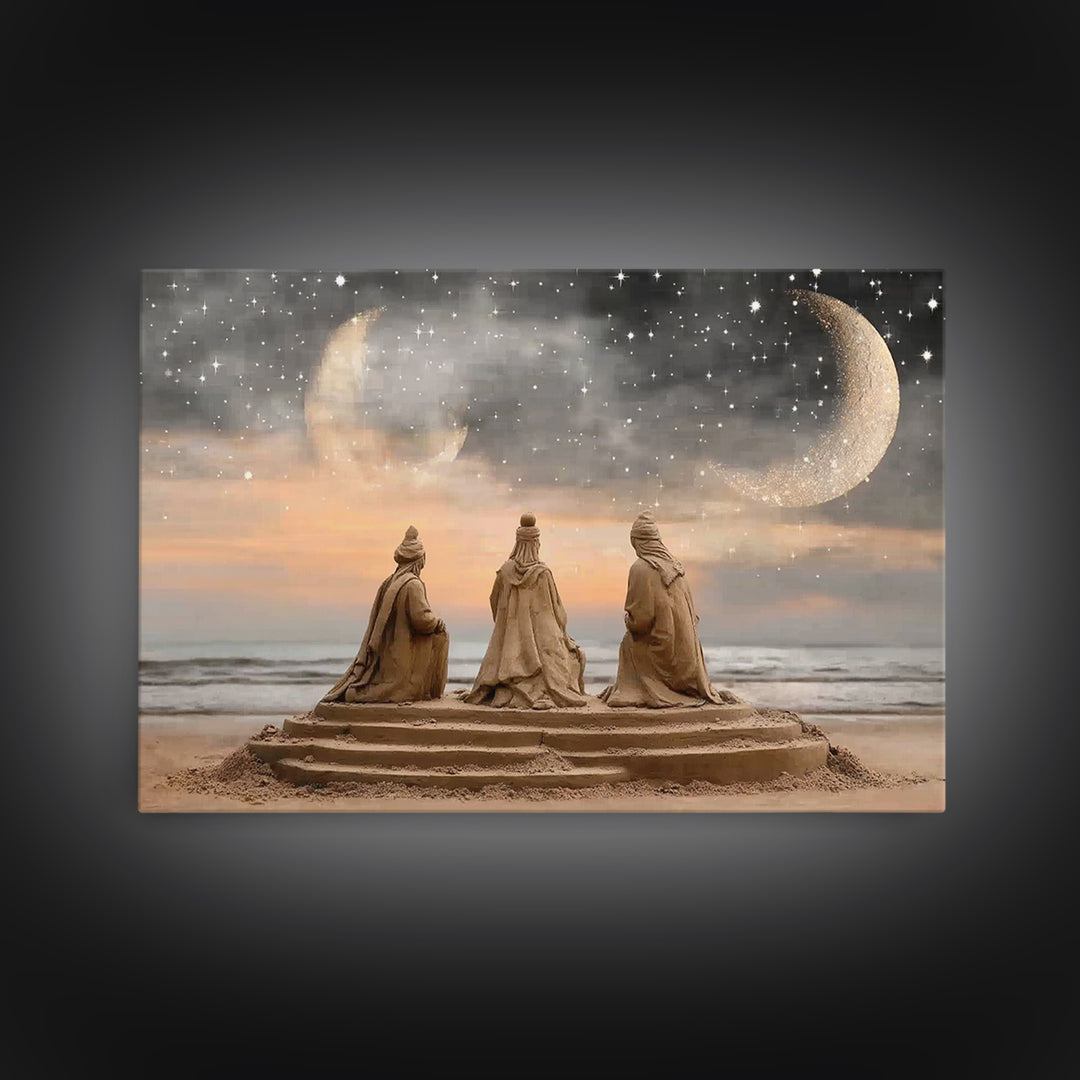 Moonlit Journey | Framed Canvas Print | Christian Wall Art | Jesus Christmas Art | Christian Art Canvas | Christmas Art | Christian Gift Id