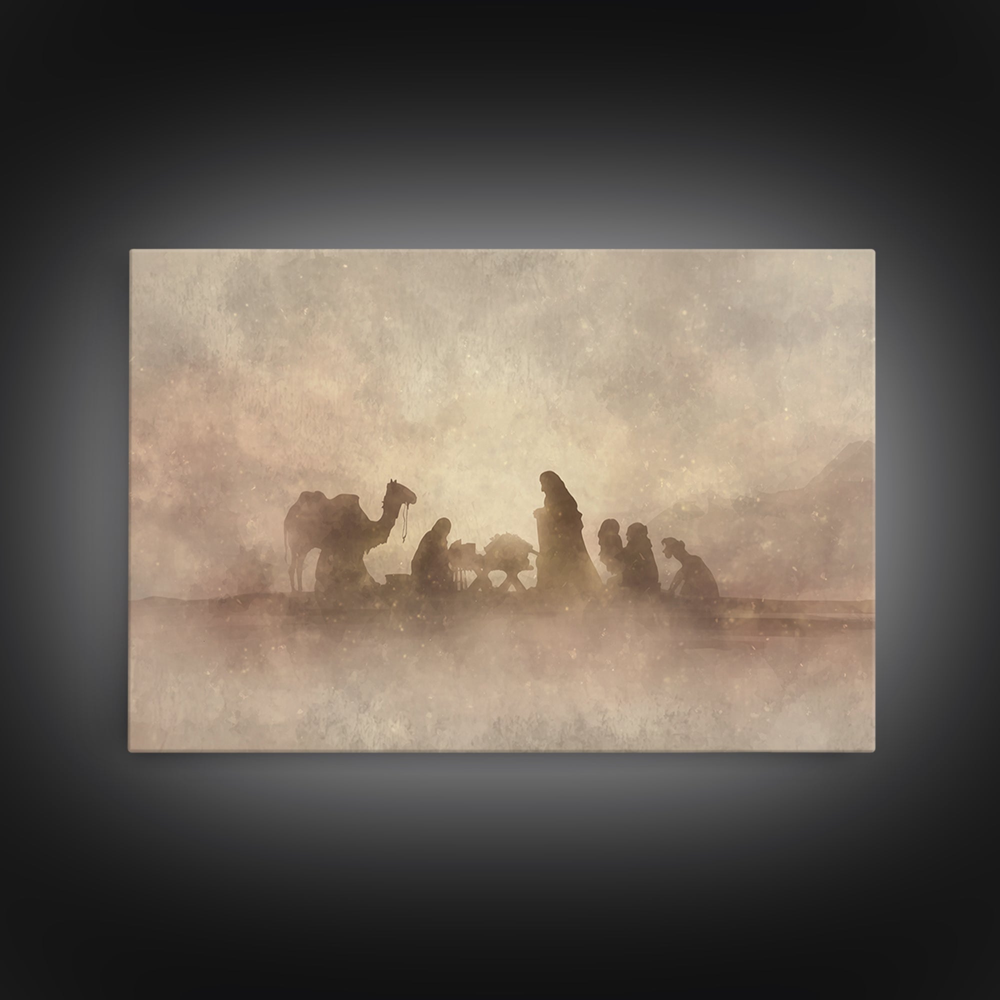 Desert Nativity – Framed Canvas Print – Christian Art Canvas – Christian Christmas Art – Christmas Wall Art – Jesus Painting – Christian De