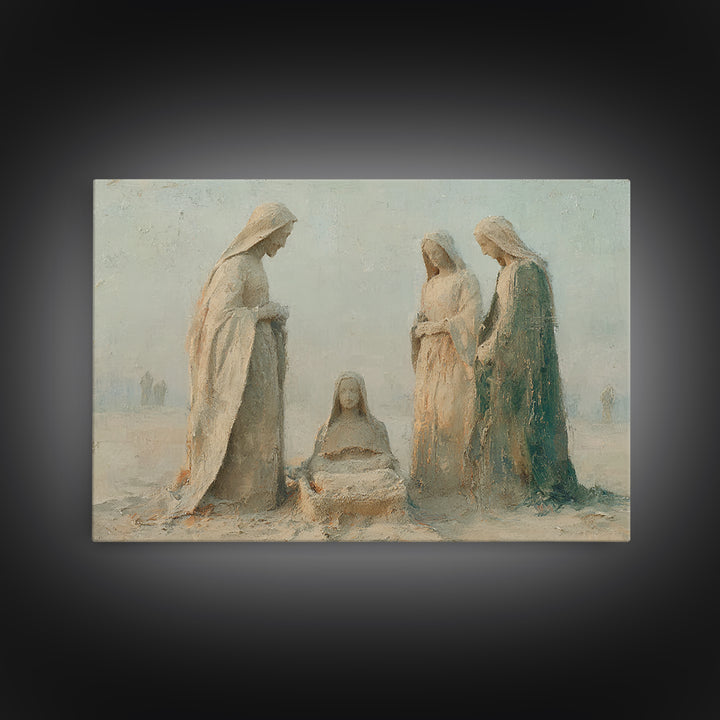 Humble Adoration, Framed Canvas Print, Christian Art Canvas, Christian Wall Art, Jesus Christmas Art, Christmas Art Work, Christian Gift Id