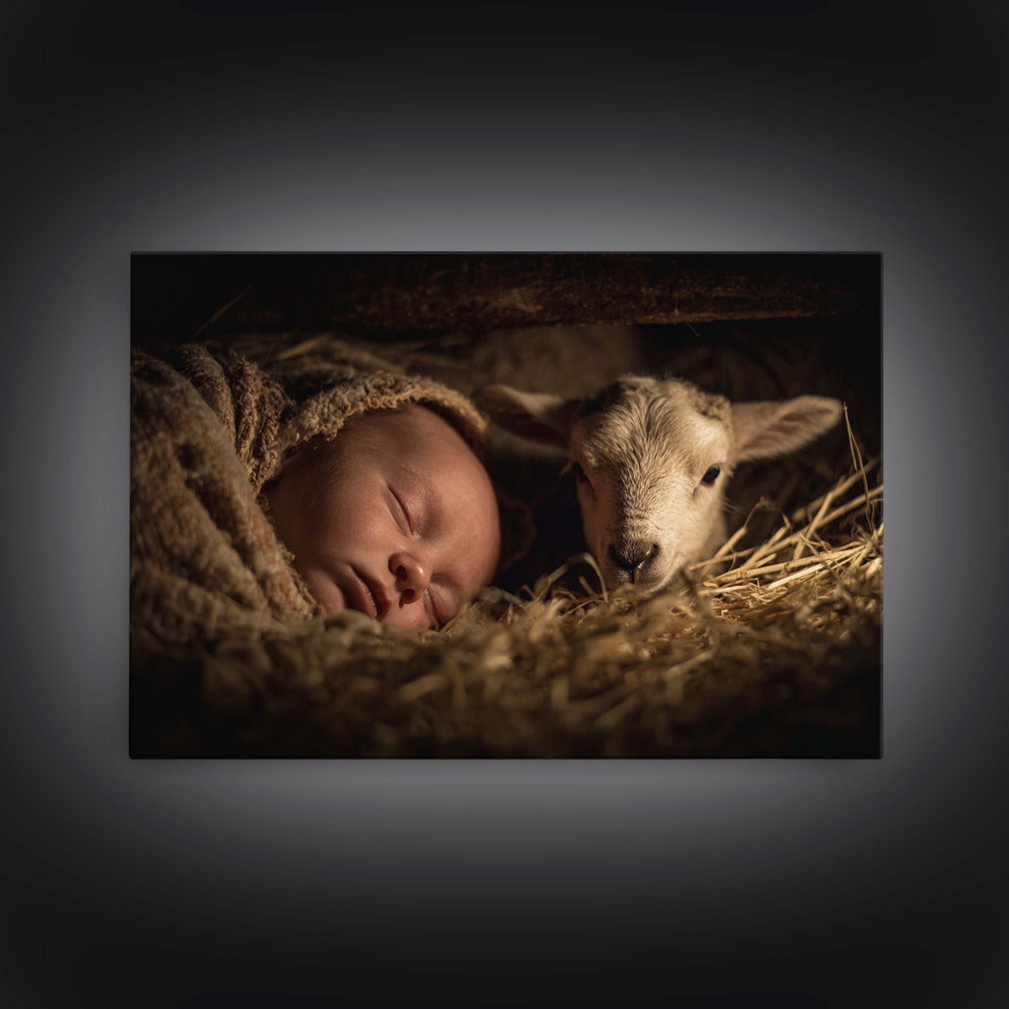 Silent Nativity – Framed Canvas Print – Christian Art Canvas – Christian Wall Art – Christmas Wall Art – Christian Art – Jesus Painting