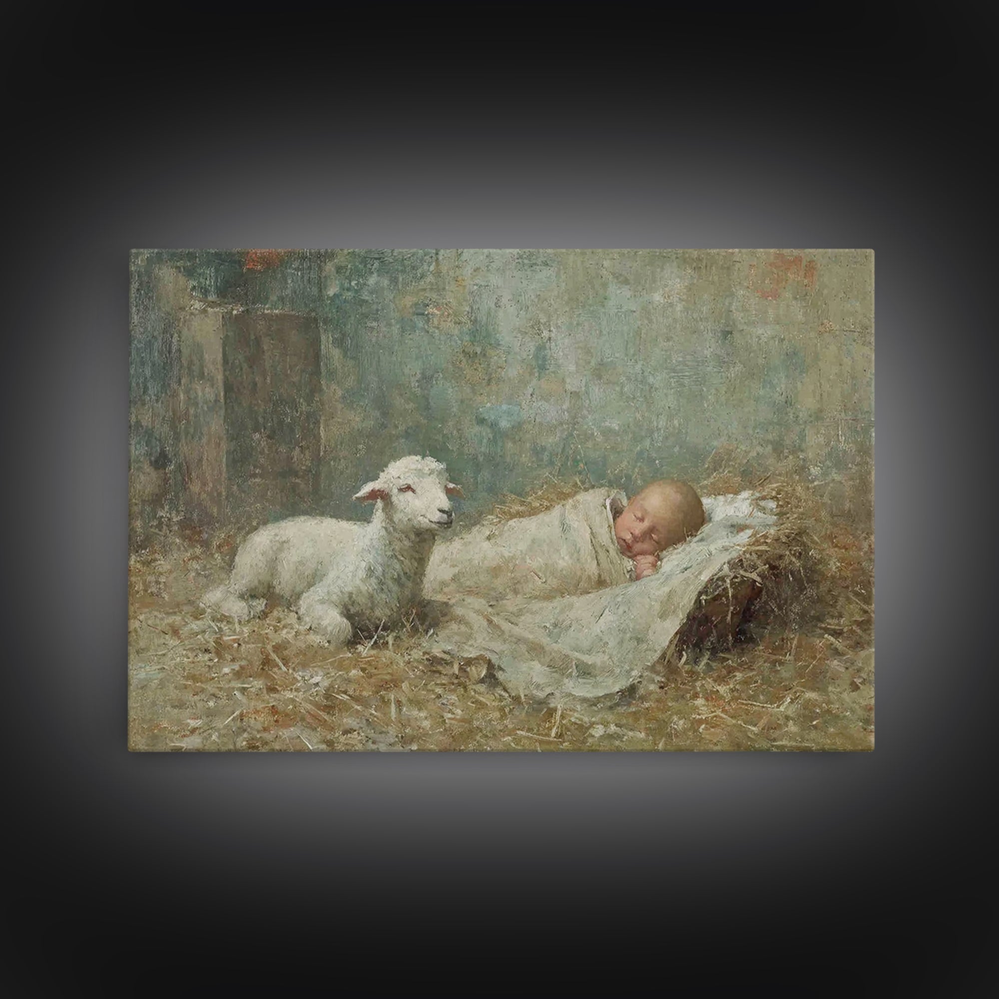 Holy Night Peace – Framed Canvas Print – Jesus Painting – Christian Wall Art – Christian Art Canvas – Christian Art – Christmas Wall Art