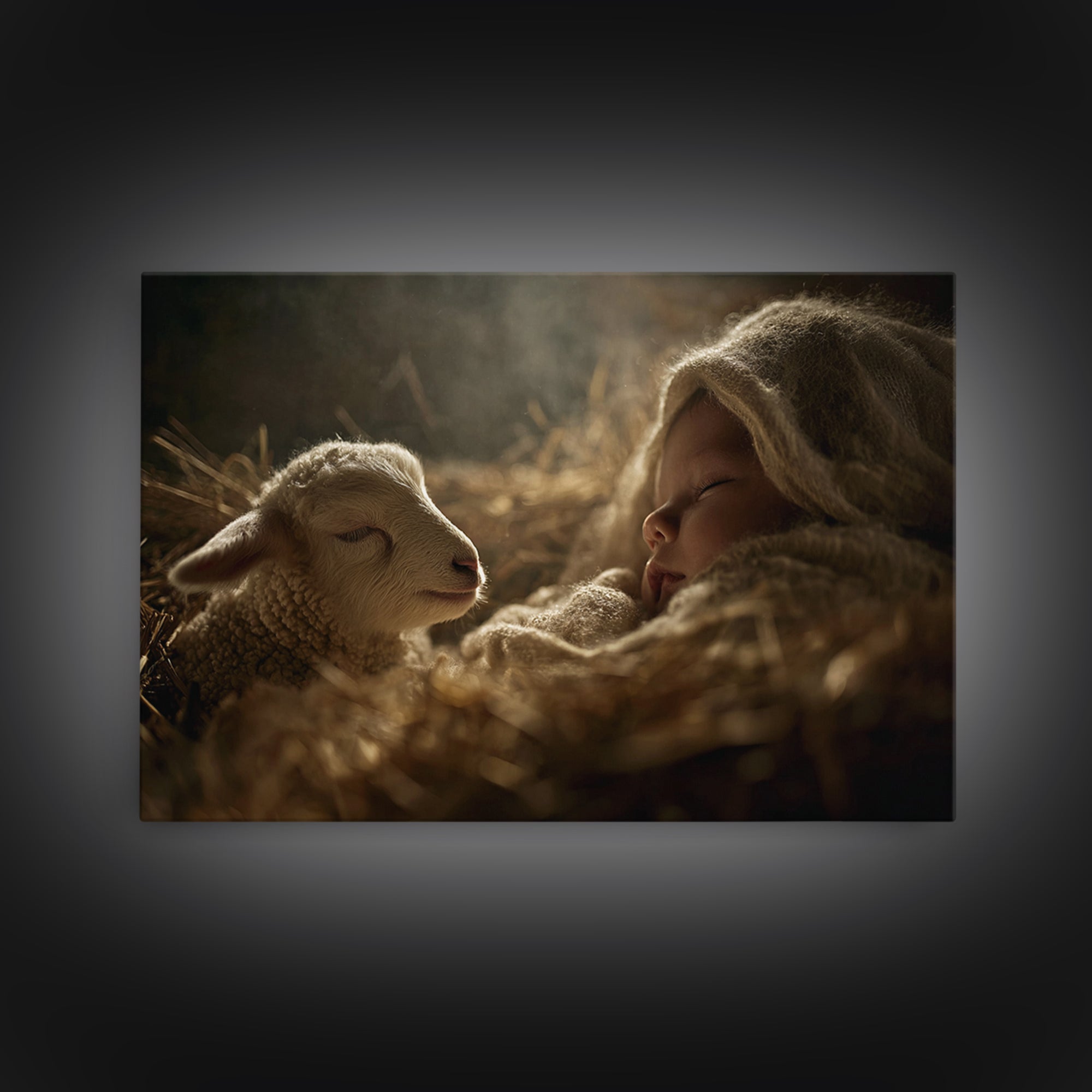 Sacred Slumber – Framed Canvas Print – Christian Art Canvas – Jesus Painting – Christian Wall Art – Christian Art – Christmas Wall Art