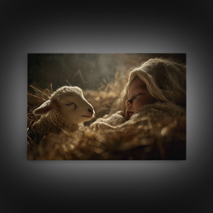 Sacred Slumber – Framed Canvas Print – Christian Art Canvas – Jesus Painting – Christian Wall Art – Christian Art – Christmas Wall Art