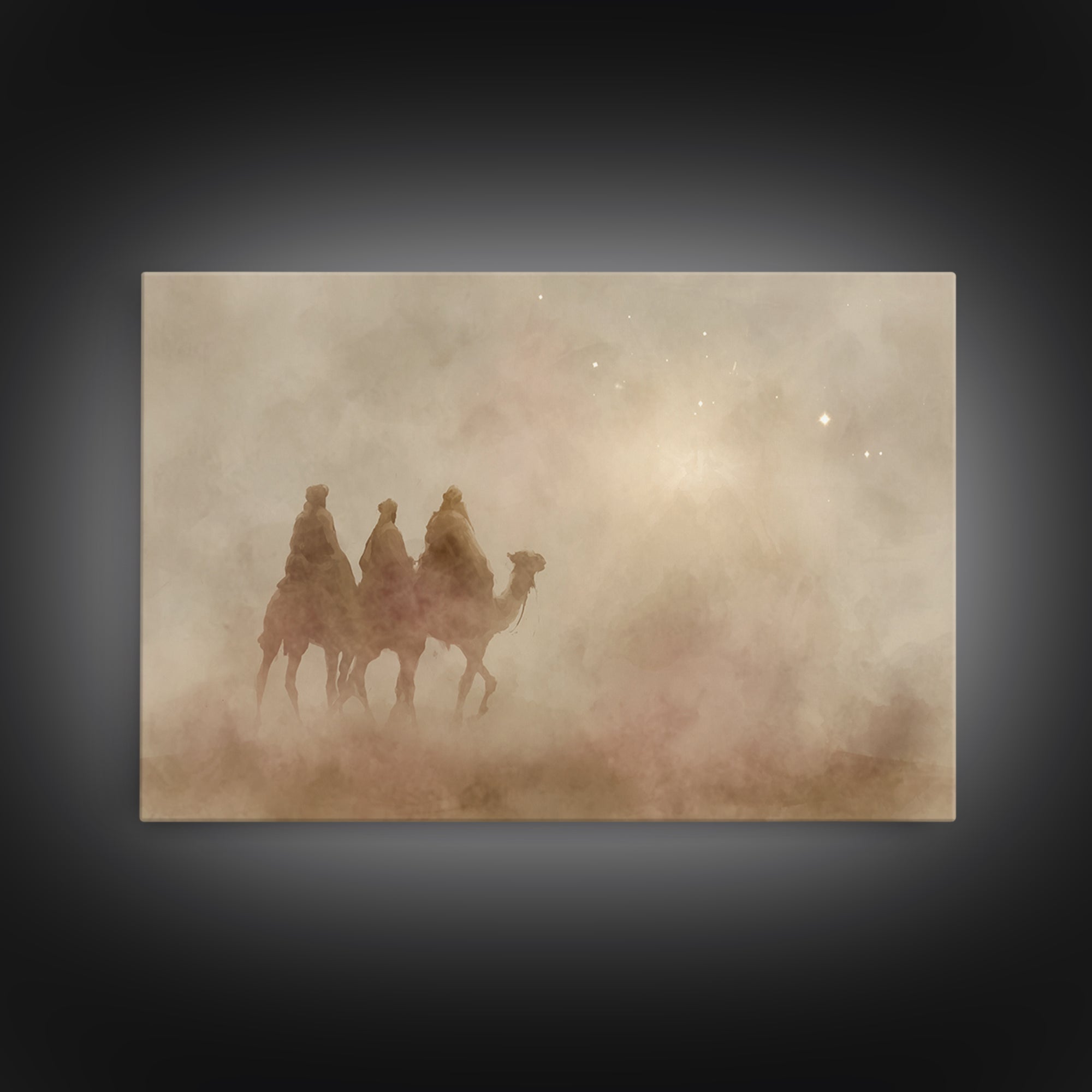 Sacred Night Trail – Framed Canvas Print – Christian Art – Christian Wall Art – Christian Christmas Art – Christmas Art Prints – Unique Chr