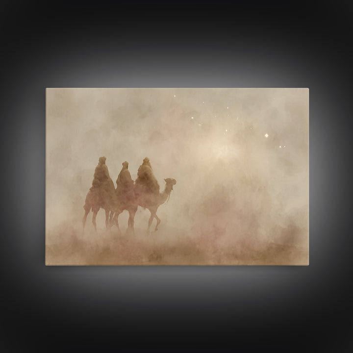 Sacred Night Trail – Framed Canvas Print – Christian Art – Christian Wall Art – Christian Christmas Art – Christmas Art Prints – Unique Chr