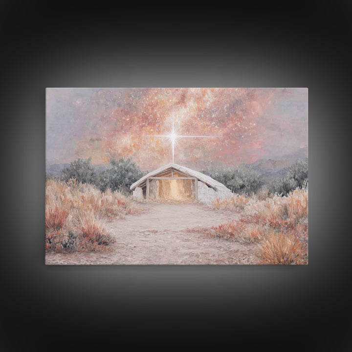 Cherished Nativity – Framed Canvas Print – Jesus Painting – Christian Art – Christian Wall Art – Christmas Wall Art – Christian Art Canvas