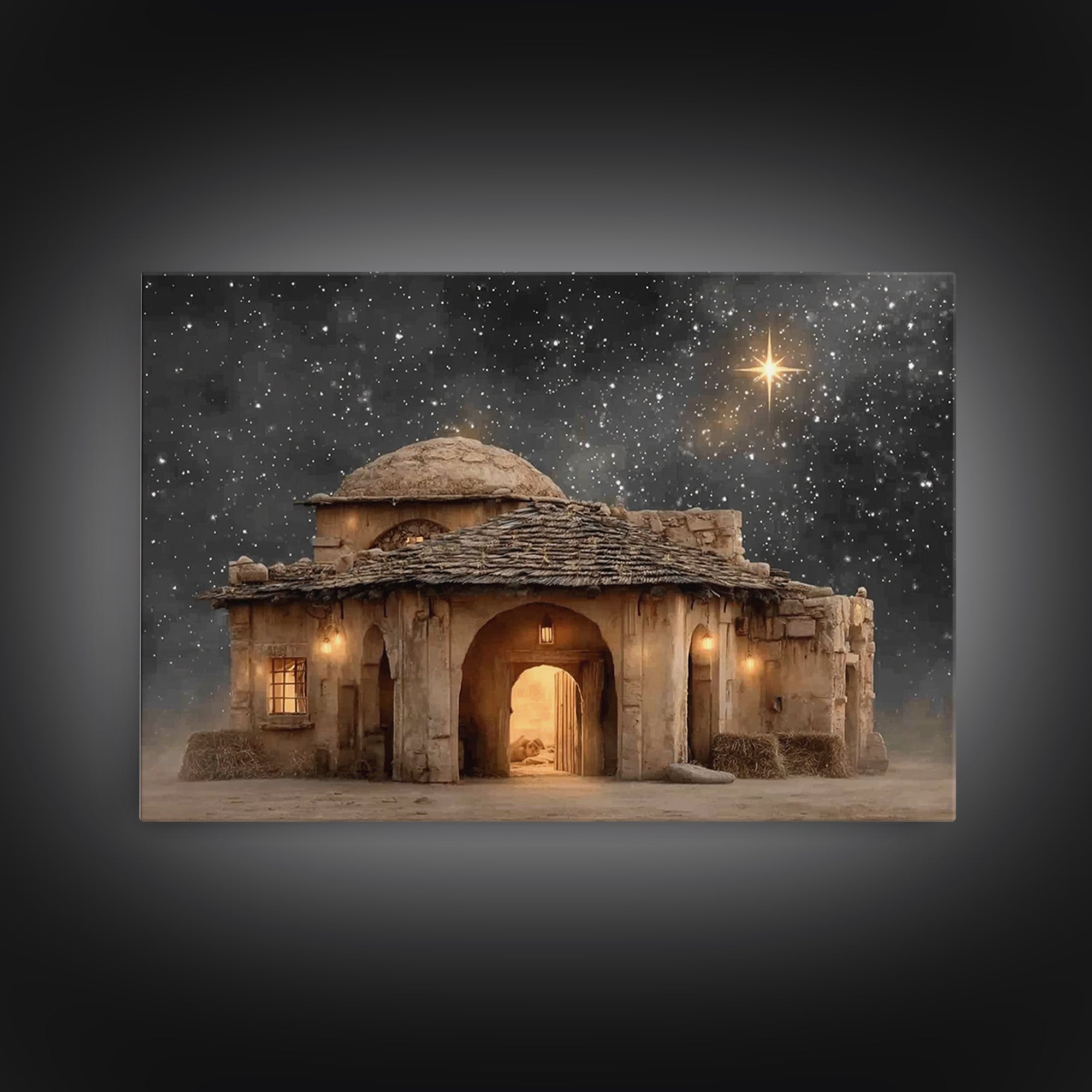 Bethlehem Night – Framed Canvas Print – Christian Art Canvas – Christmas Wall Art – Christian Christmas Art – Modern Christian Art