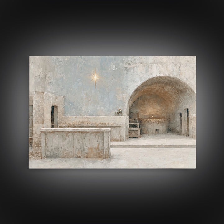 Star of Hope – Framed Canvas Print – Christian Wall Art – Christmas Art – Christian Art Canvas – Vintage Christmas Art