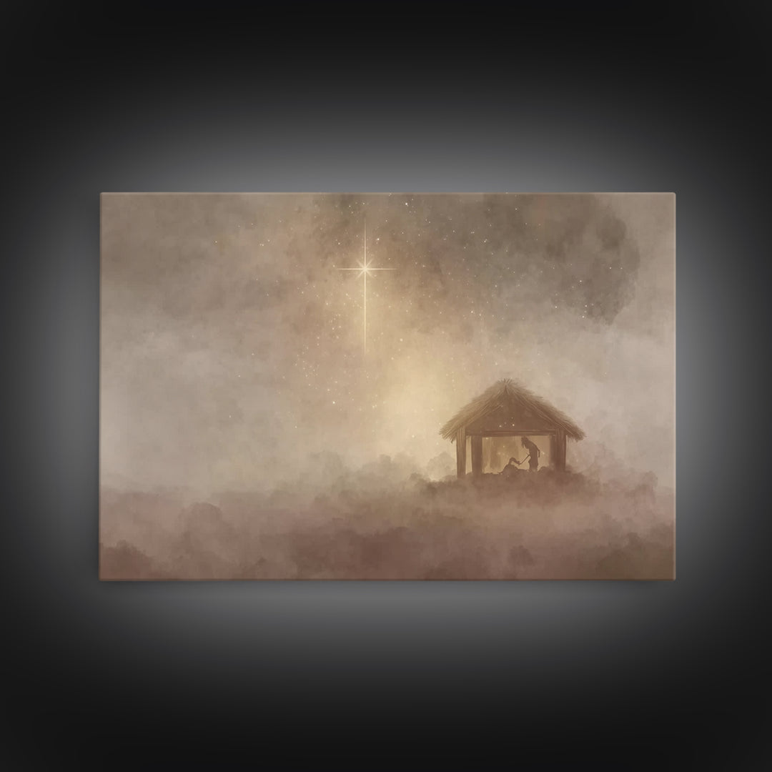 Silent Nativity – Framed Canvas Print – Christian Christmas Art – Christian Art Canvas – Christmas Wall Art – Christian Wall Art