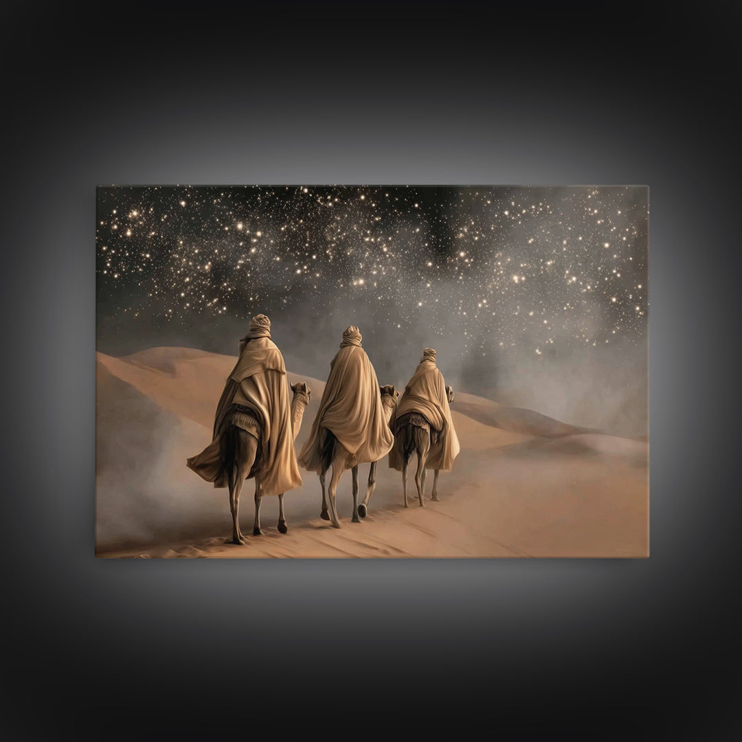 Night Of Wonder – Framed Canvas Print – Christian Art Canvas – Christian Christmas Art – Christian Wall Art – Christmas Art Work – Moody Ch