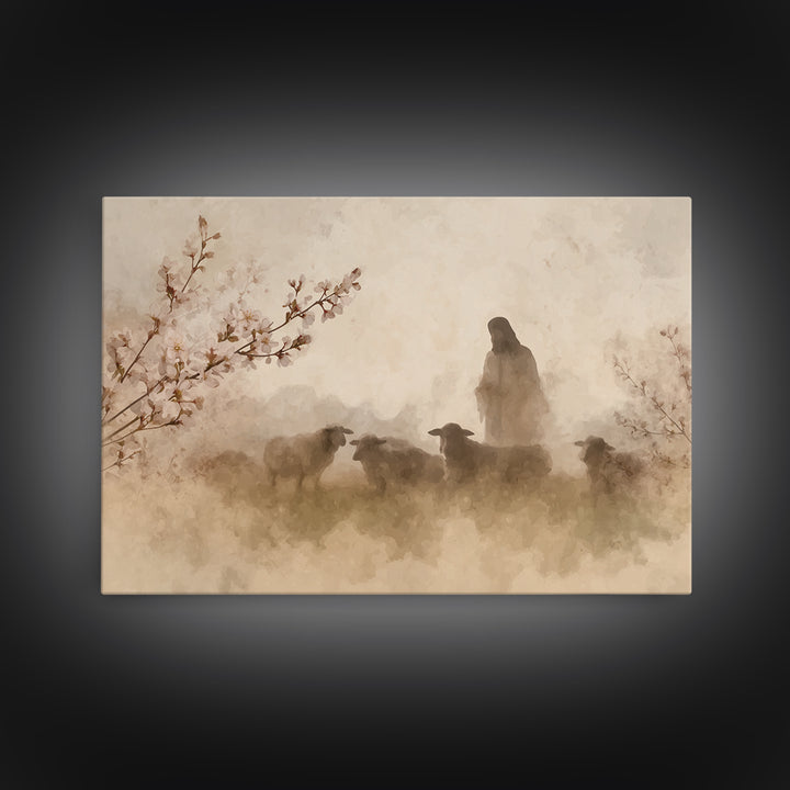 Guardian Of The Flock – Framed Canvas Print – Christian Art Canvas – Christian Wall Art – Christian Painting – Modern Christian Art – Chris