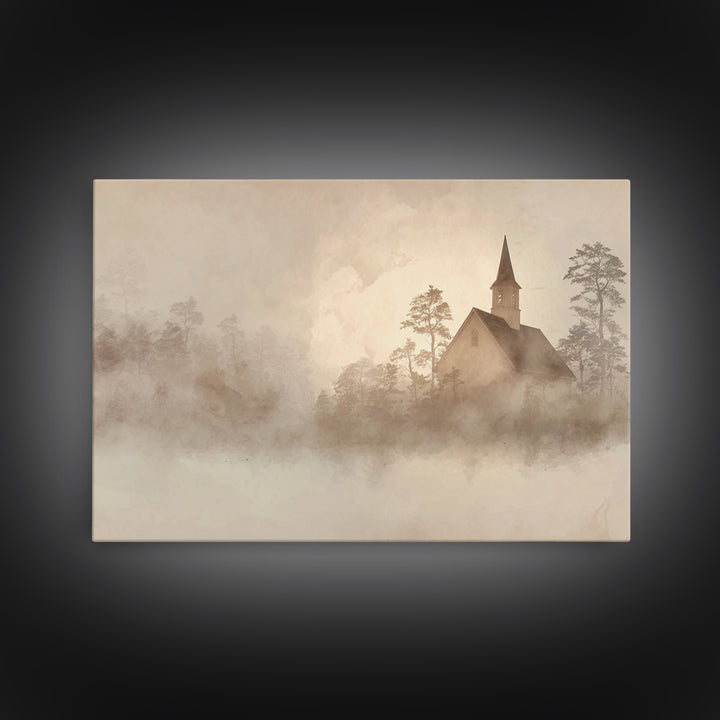 Autumn Chapel Peace – Framed Canvas Print – Christian Art, Christian Gift Ideas – Christian Art Canvas – Large Christian Art – Christmas Ar