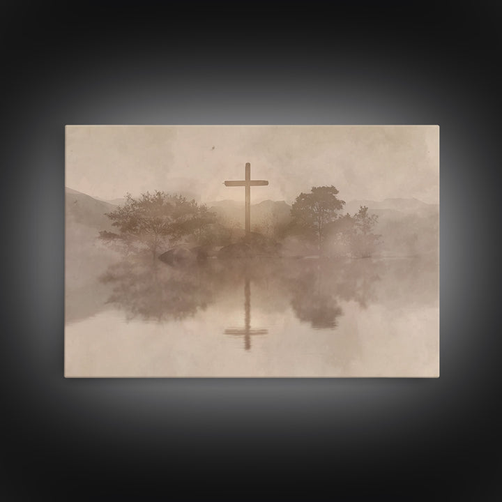 Cross Of Serenity – Framed Canvas Print – Christian Wall Art – Christian Art Canvas – Minimalist Christian Art – Christian Gift – Christmas