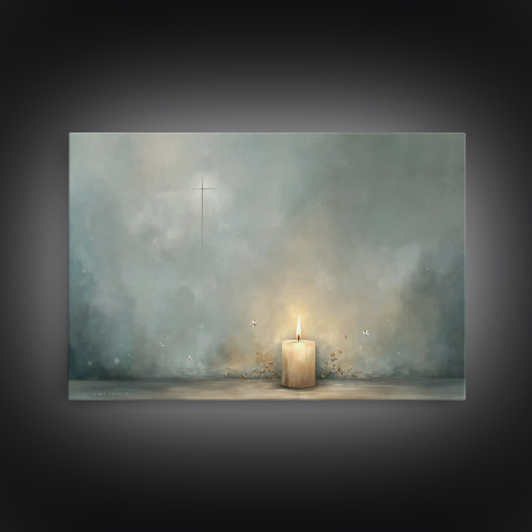 Candle Of Peace – Framed Canvas Print – Christian Wall Art – Christian Art Canvas – Minimalist Christian Art – Christian Decor