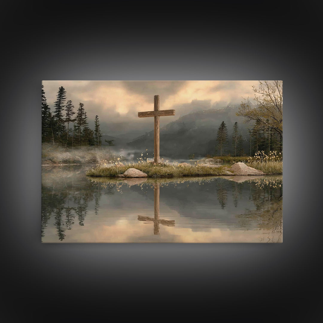 Reflection Of Hope, Framed Canvas Print, Christian Wall Art, Modern Christian Art, Christian Art Painting, Christian Christmas Art, Christi