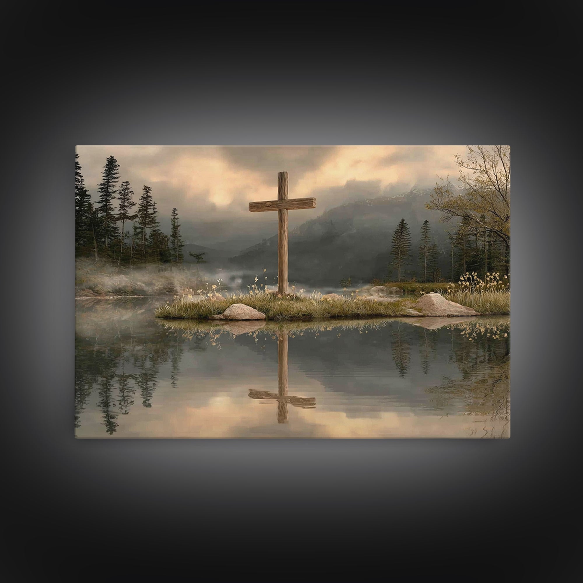Reflection Of Hope, Framed Canvas Print, Christian Wall Art, Modern Christian Art, Christian Art Painting, Christian Christmas Art, Christi