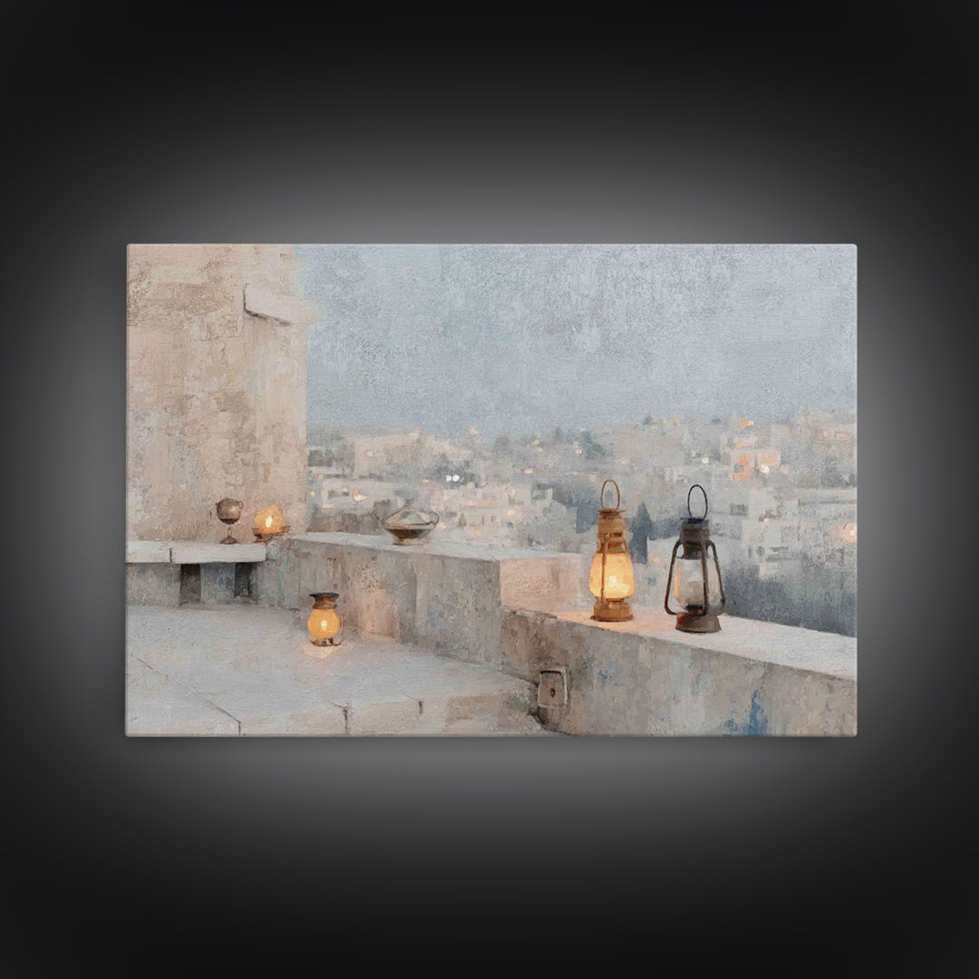 Bethlehem Lamps – Framed Canvas Print – Christian Wall Art – Christian Decor – Christian Christmas Decorations – Christmas Art Prints – Chr