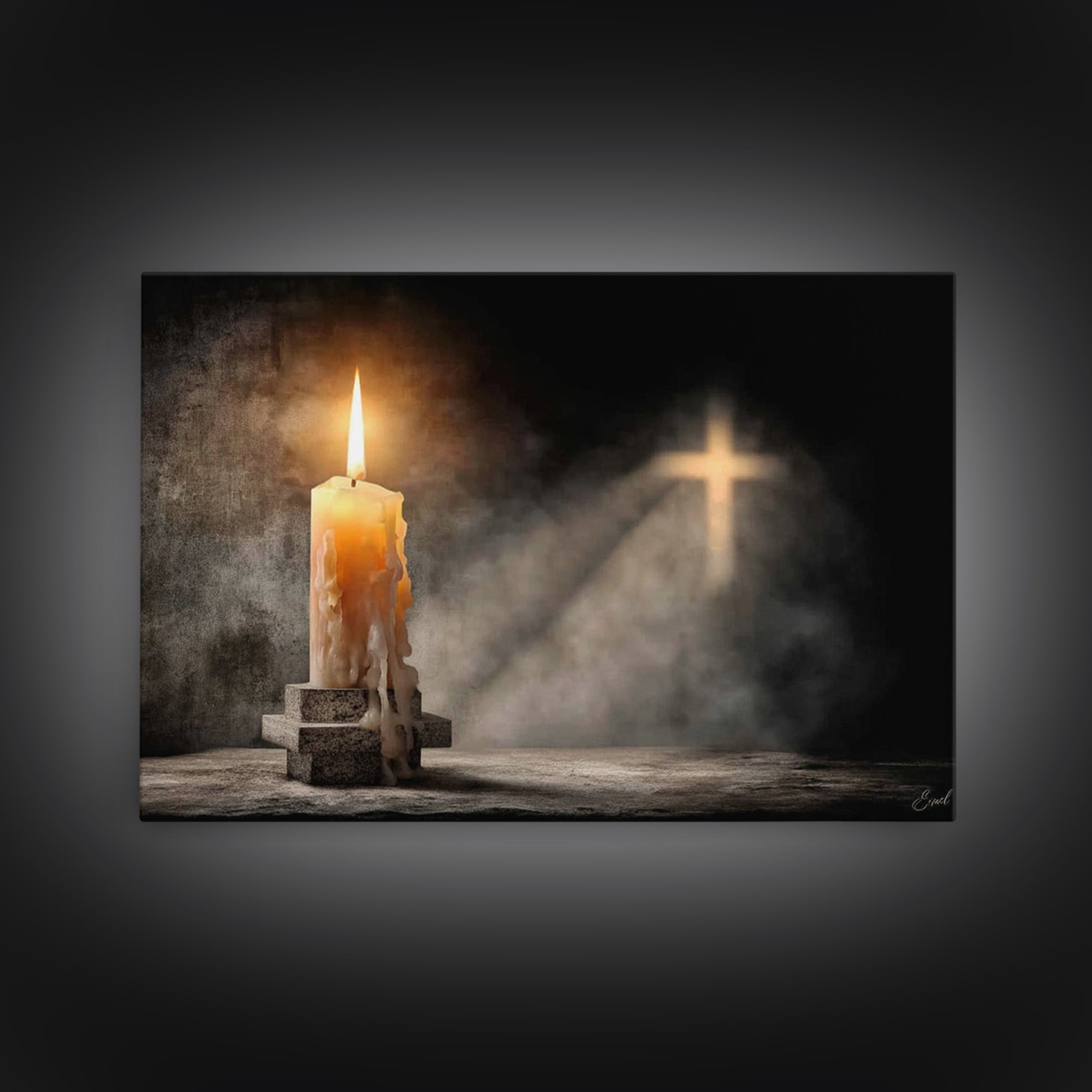 Light Of Mercy | Framed Canvas Print | Christian Art Canvas | Christian Wall Art | Moody Christian Art | Christian Art