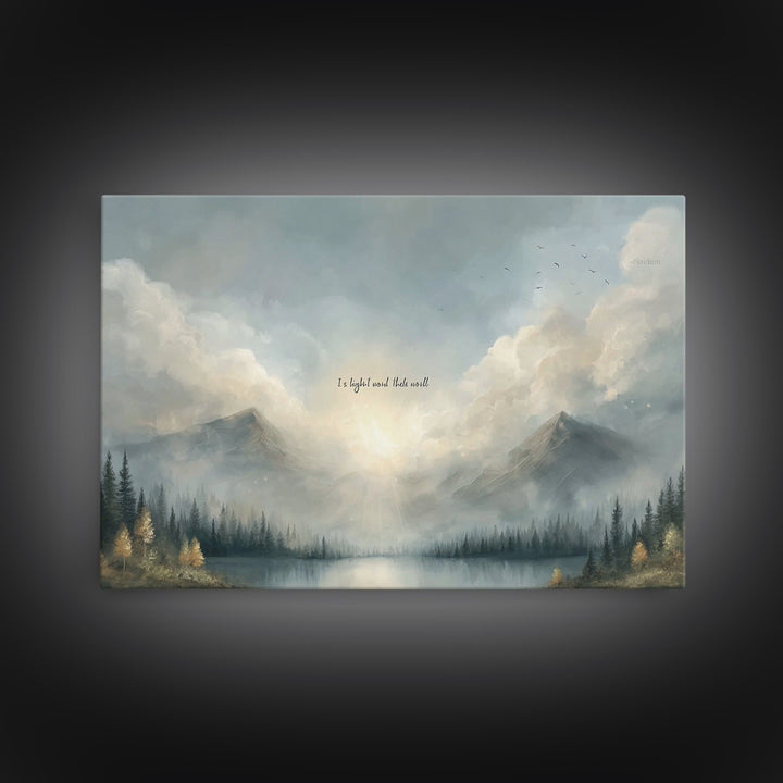 Sacred Mountain Peace – Framed Canvas Print – Christian Wall Art – Christian Art Canvas – Minimalist Christian Art – Christian Decor – Chri