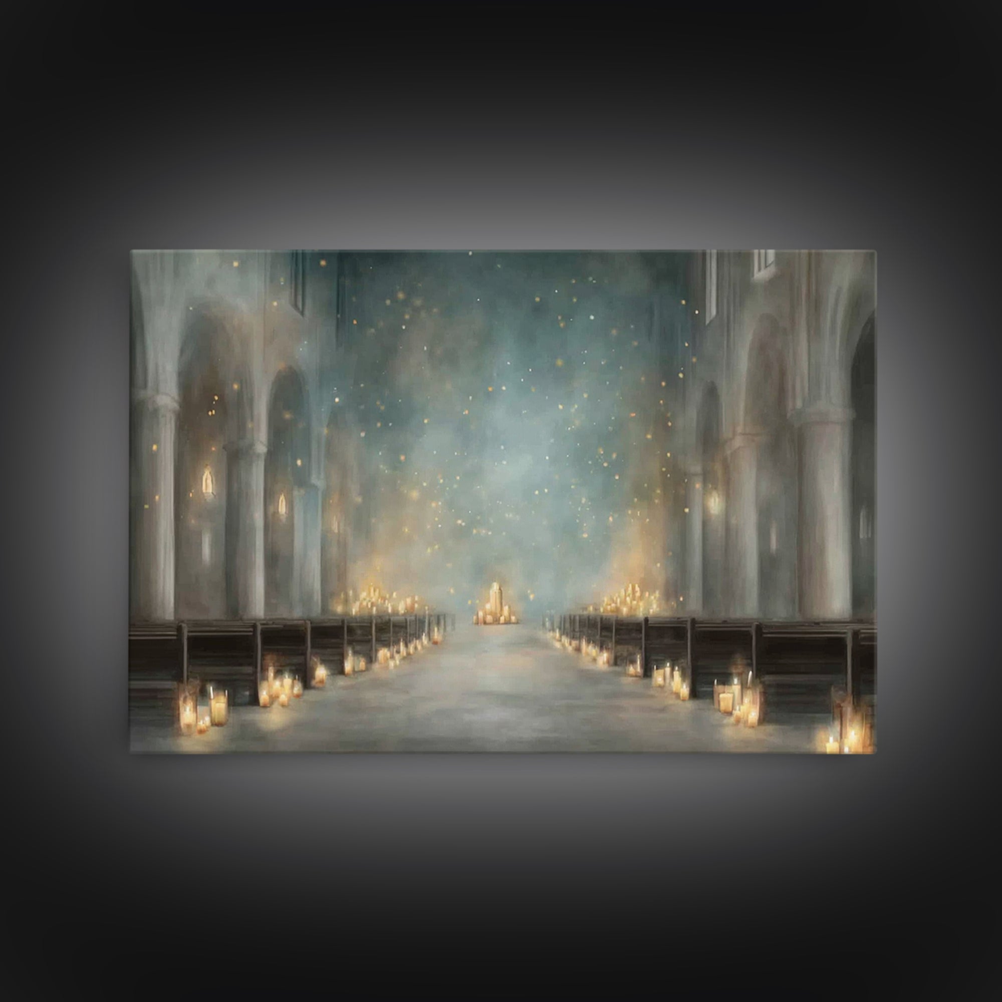 Candlelit Sanctuary Peace – Framed Canvas Print – Christian Wall Art – Christian Art Canvas – Moody Christian Art – Christian Decoration –