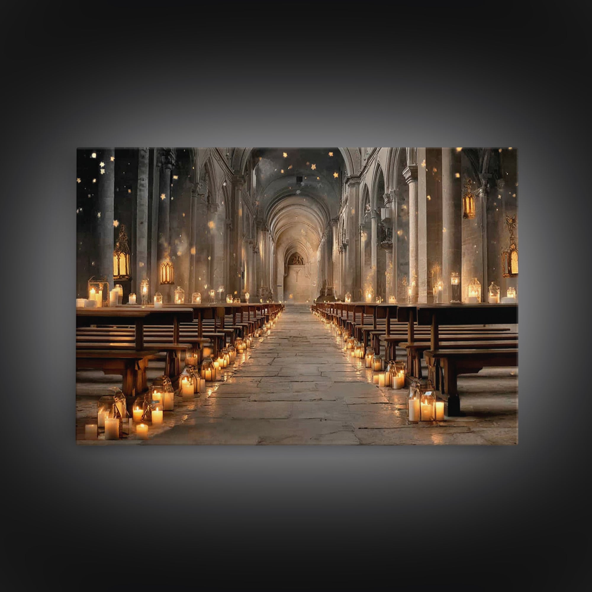 Midnight Chapel Light | Framed Canvas Print | Christian Wall Art | Christian Art Canvas | Moody Christian Art | Christian Gift Ideas | Chri