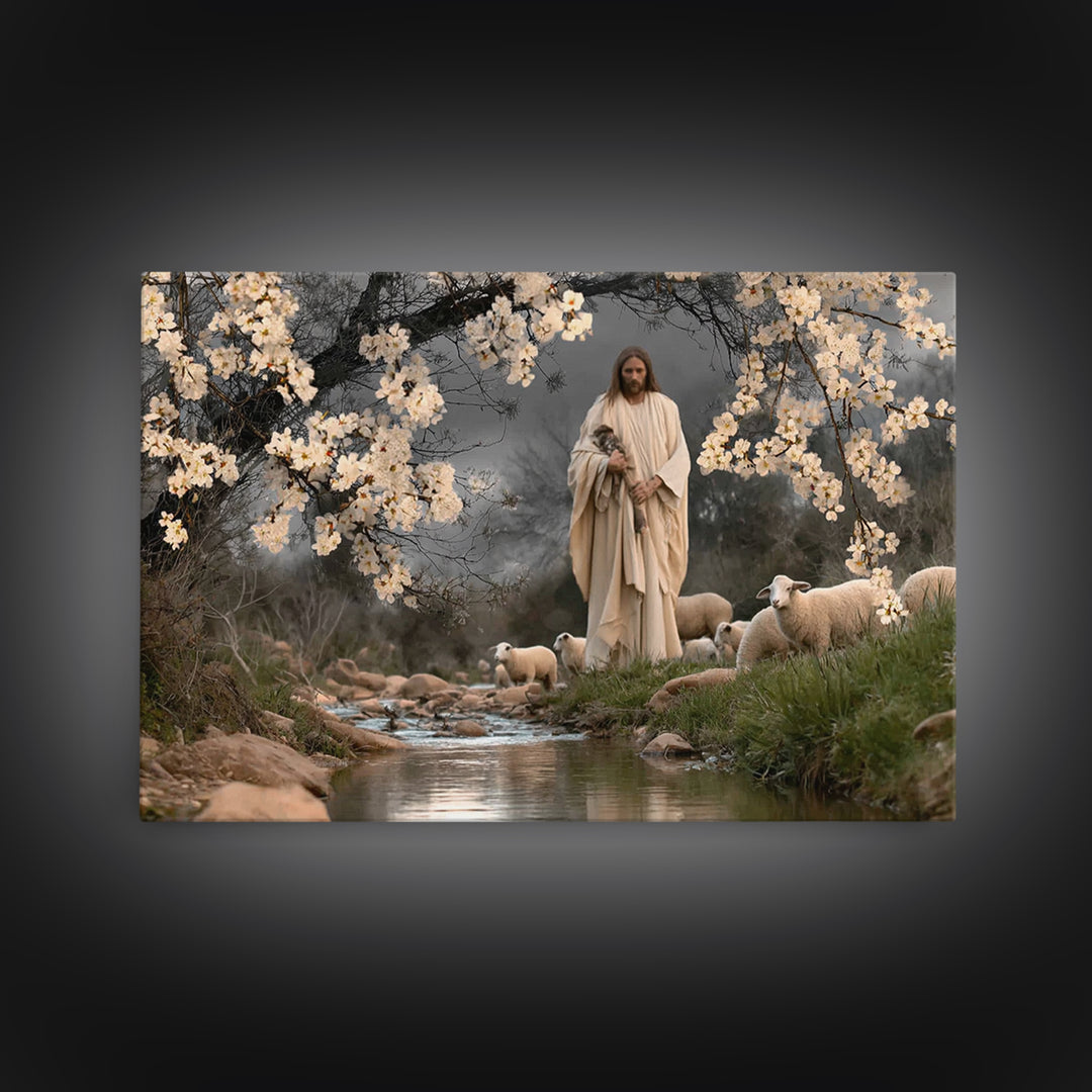 The Good Shepherd – Framed Canvas Print – Jesus Painting – Christian Wall Art – Christian Art Canvas – Christian Gift Ideas – Christian Dec