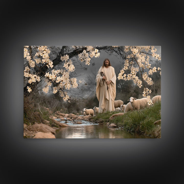 The Good Shepherd – Framed Canvas Print – Jesus Painting – Christian Wall Art – Christian Art Canvas – Christian Gift Ideas – Christian Dec