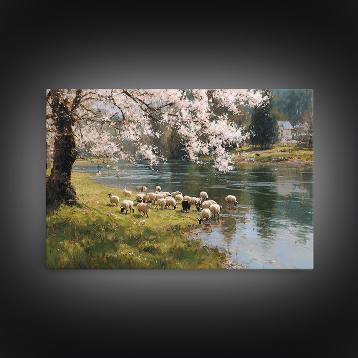 Spring Shepherd Light | Framed Canvas Print | Christian Wall Art | Christian Art Canvas | Pastoral Scenery | Christian Art Work | Christian