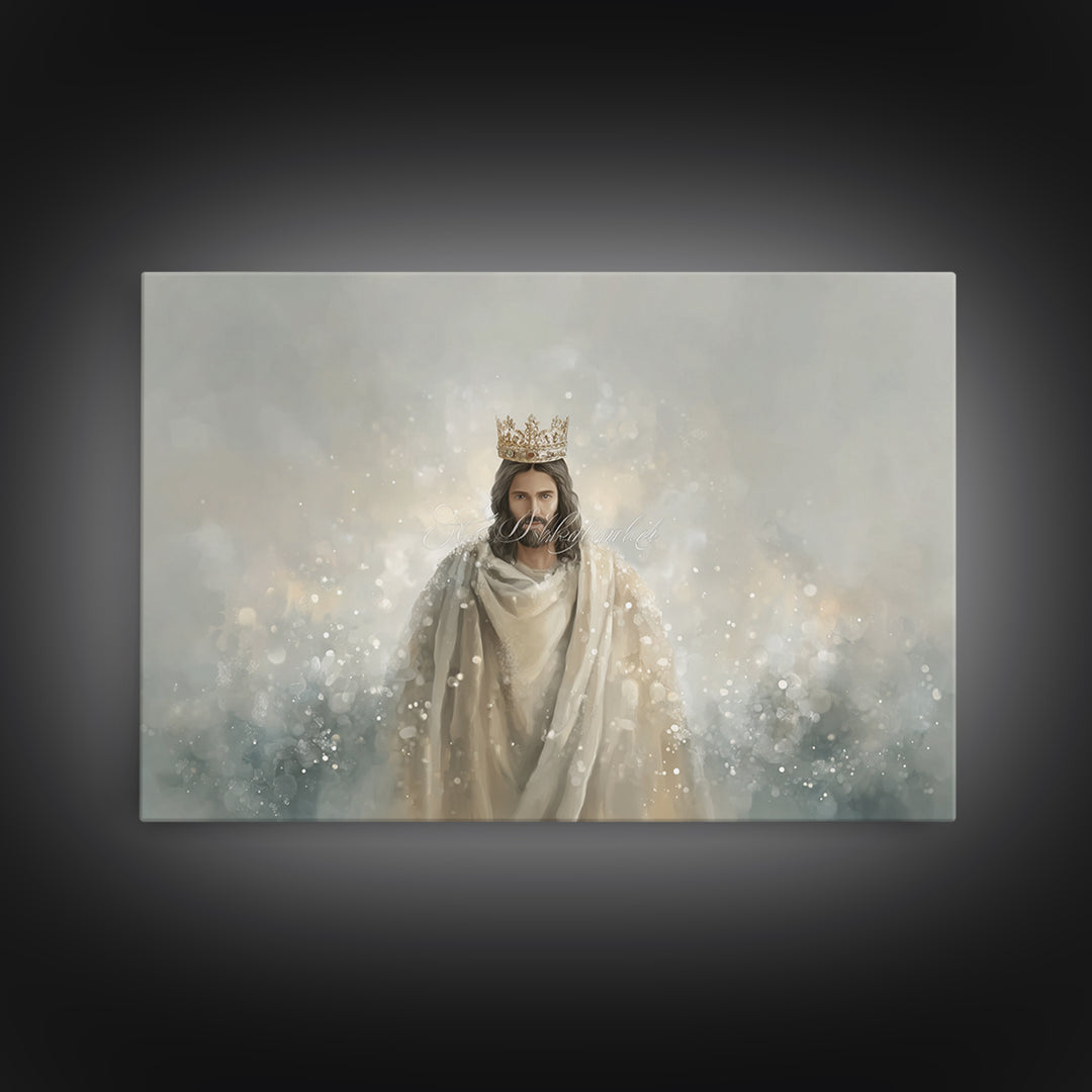 King Of All, Framed Canvas Print, Christian Wall Art, Christian Art Canvas, Christian Painting, Christian Art Gift, Large Jesus Painting