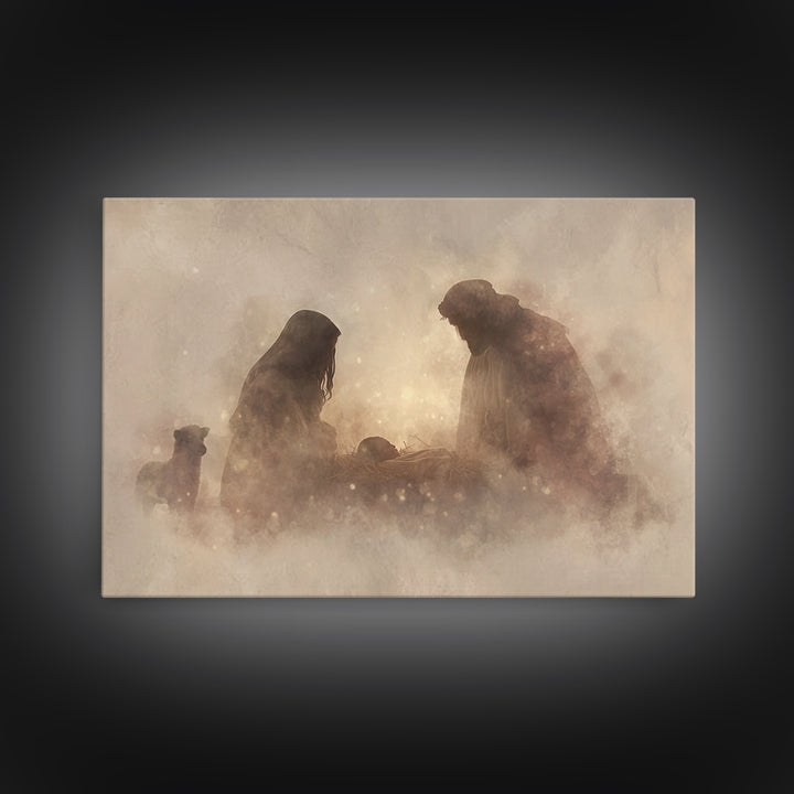 Holy Night Grace – Framed Canvas Print – Christian Wall Art – Jesus Painting – Christian Christmas Art – Christian Art Canvas – Jesus Art