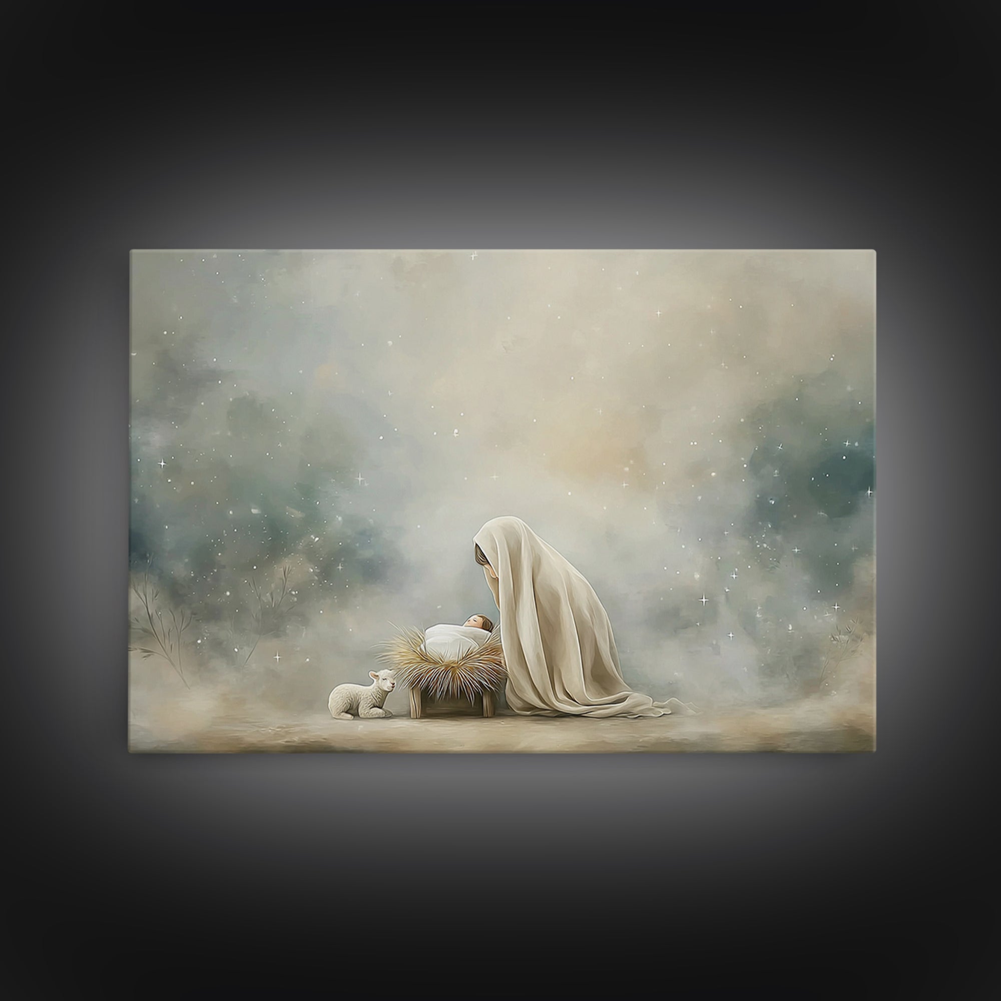 Sacred Birth Hope – Framed Canvas Print – Christian Art Canvas – Jesus Art – Christian Wall Art – Christmas Art Prints – Christian Christma