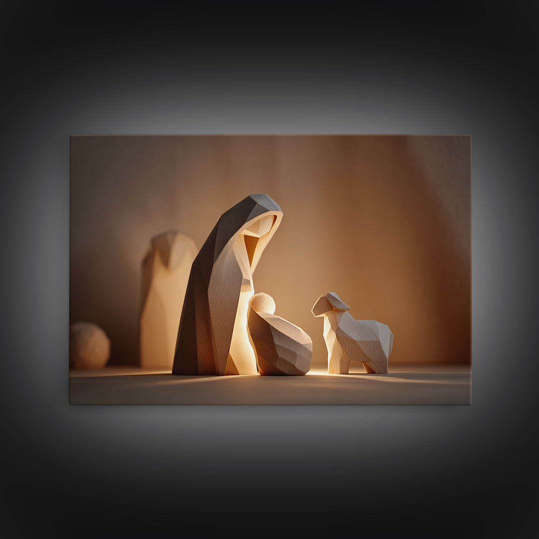 Gentle Nativity Sky | Framed Canvas Print | Christian Wall Art | Christian Christmas Art | Jesus Painting | Christmas Art Prints | Christia