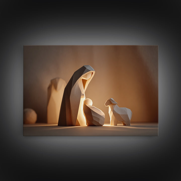 Gentle Nativity Sky | Framed Canvas Print | Christian Wall Art | Christian Christmas Art | Jesus Painting | Christmas Art Prints | Christia